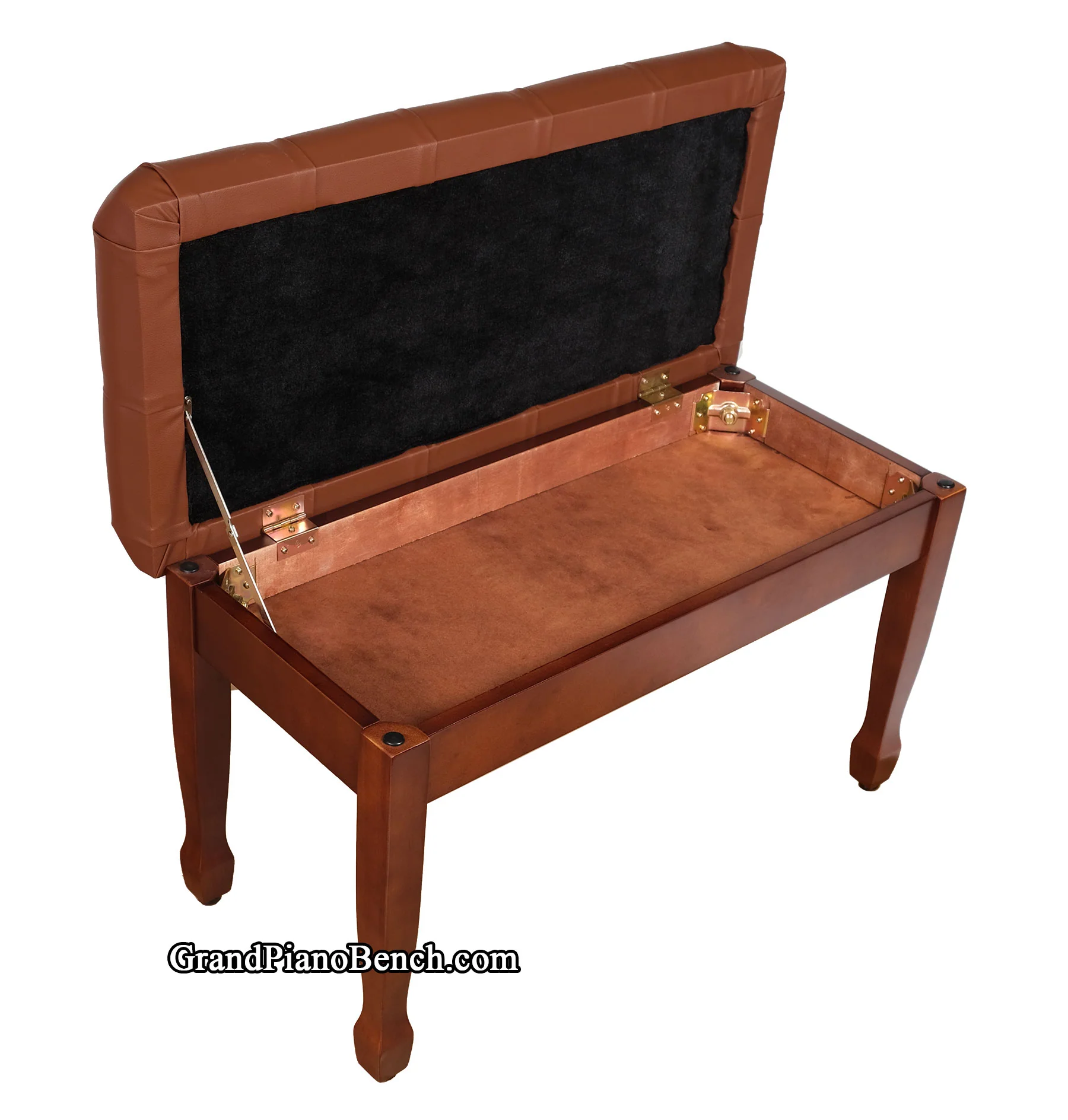 Walnut Piano Bench Diamond Tufted with Storage Open Box - Image 2