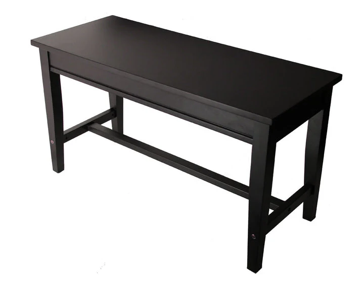 Black High Polish Piano Bench with Crossbar - Open Box