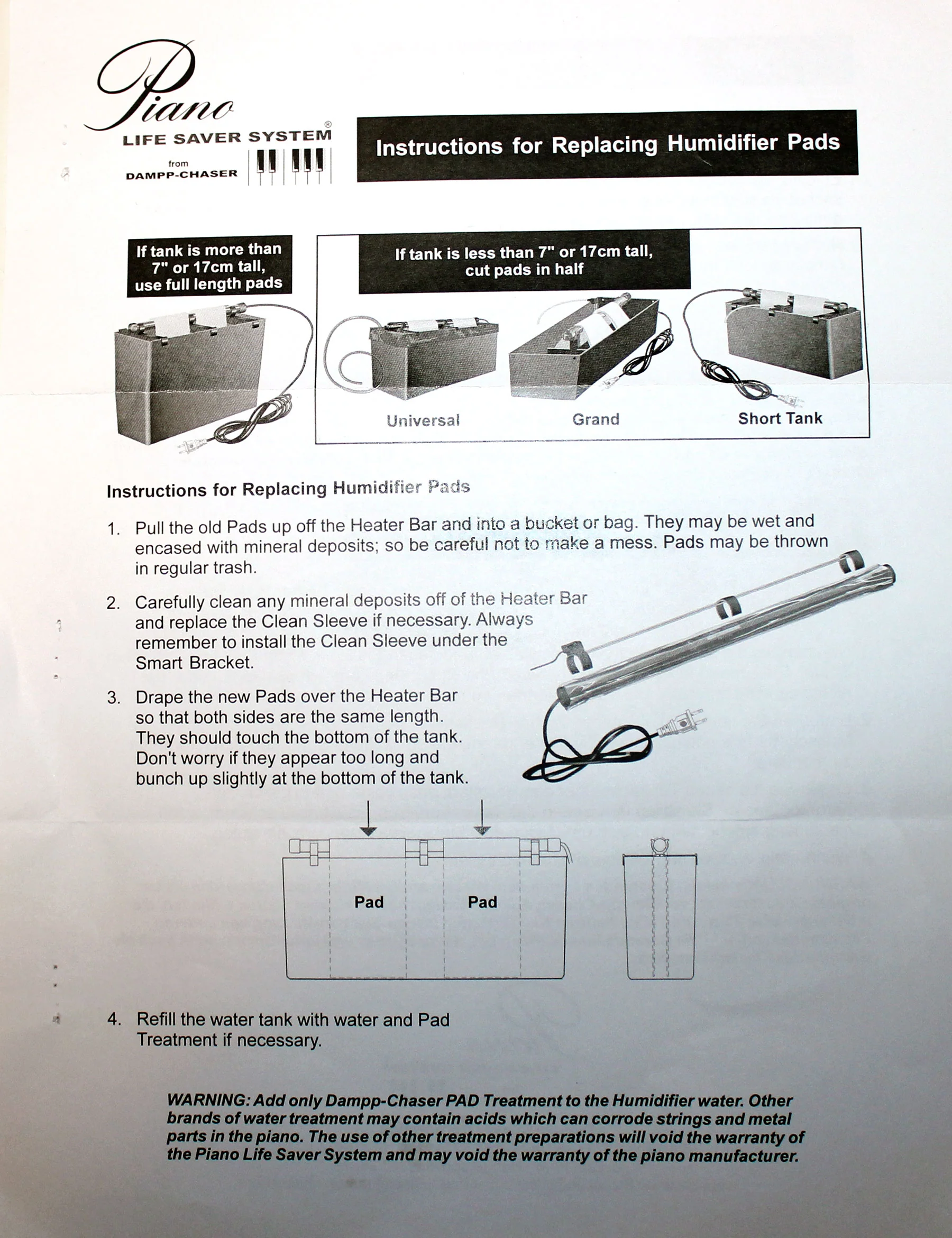 Dampp Chaser Piano Humidifier Replacement Pads with Liner and Clean Sleeve - Image 3
