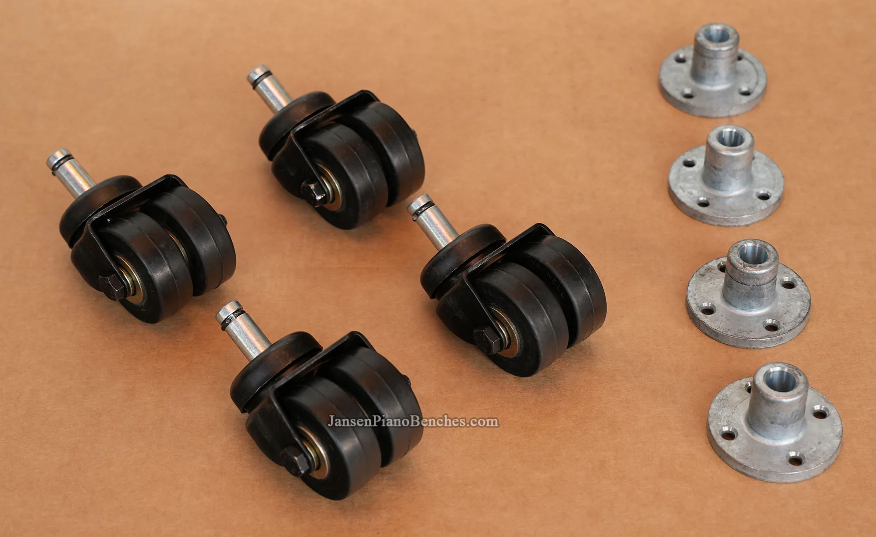 Darnell Dual Wheel Upright Piano Casters With Ball Bearings In Wheels - Image 4