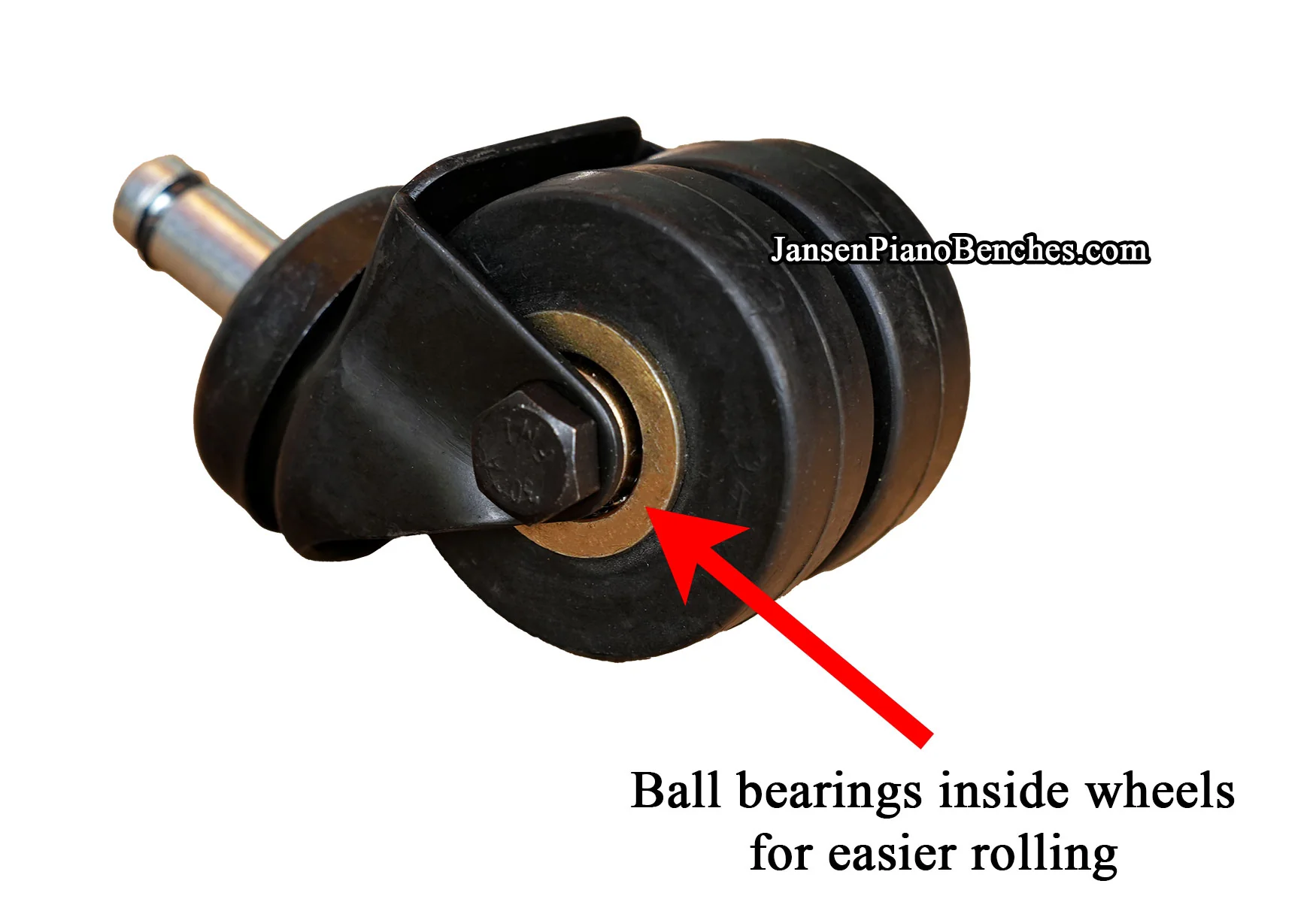 Darnell Dual Wheel Upright Piano Casters With Ball Bearings In Wheels - Image 5