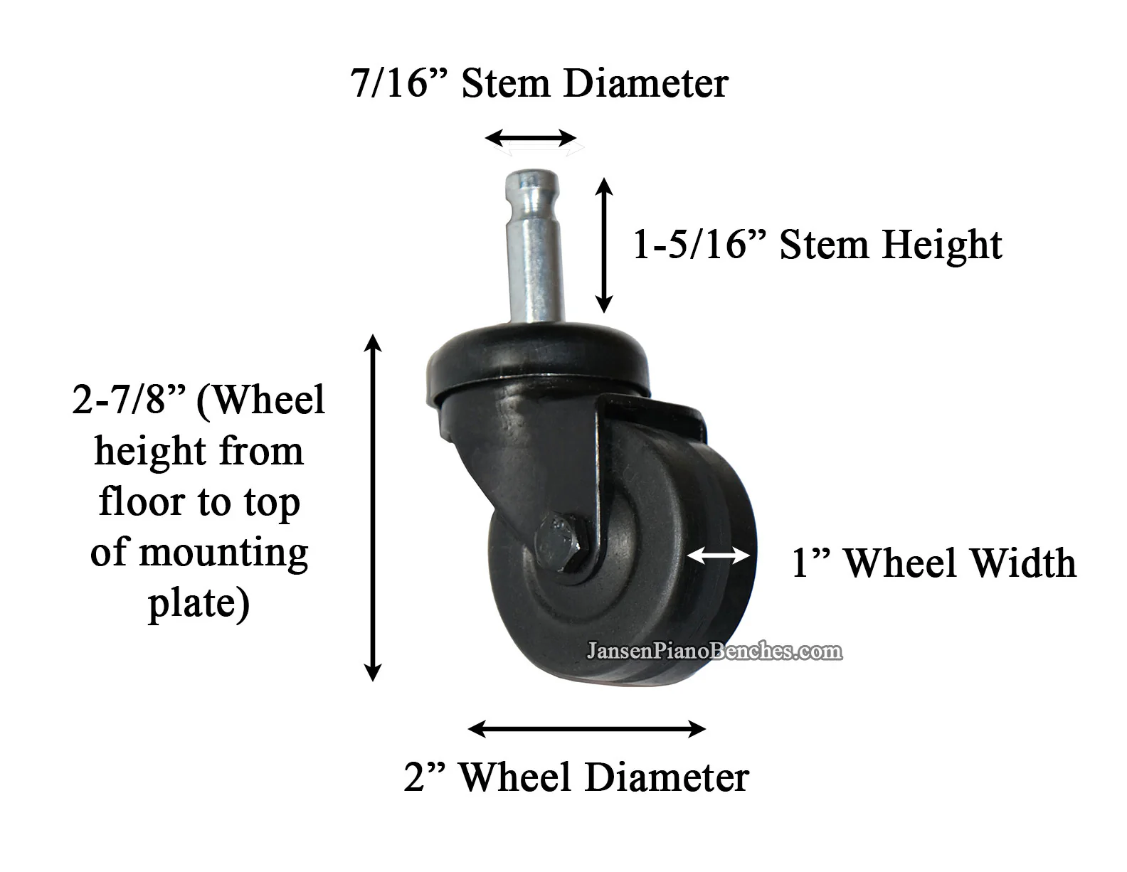 Darnell Piano Casters Single Wheel - Image 4