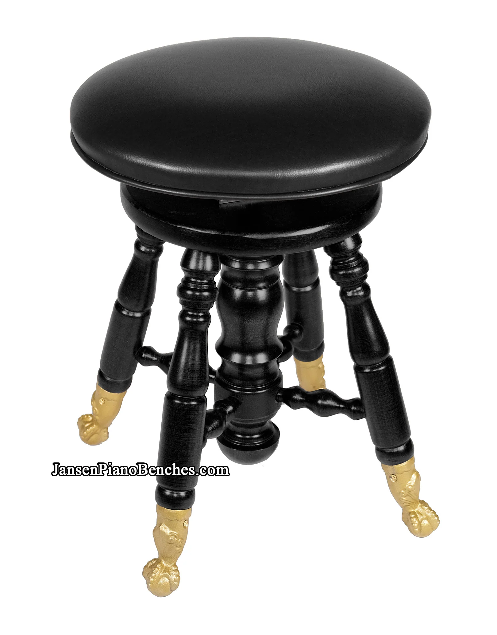 Jansen Piano Stool Antique "Brass Claw Foot" Upholstered Top J90 - Image 5