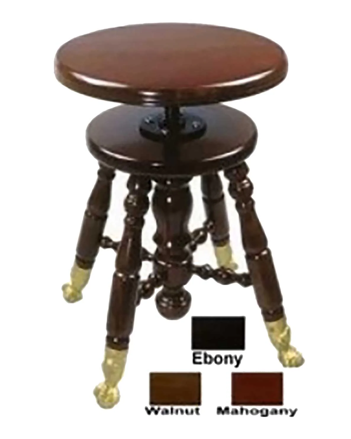 Jansen Antique "Brass Claw Foot" Swivel Stools Wood Top J80