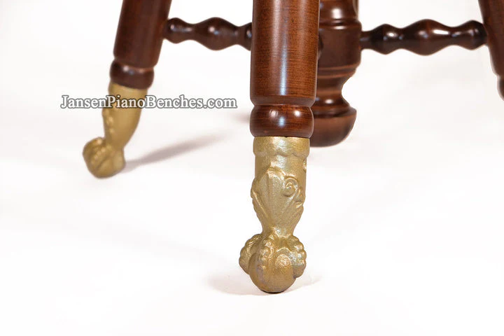 Jansen Antique "Brass Claw Foot" Swivel Stools Wood Top J80 - Image 3