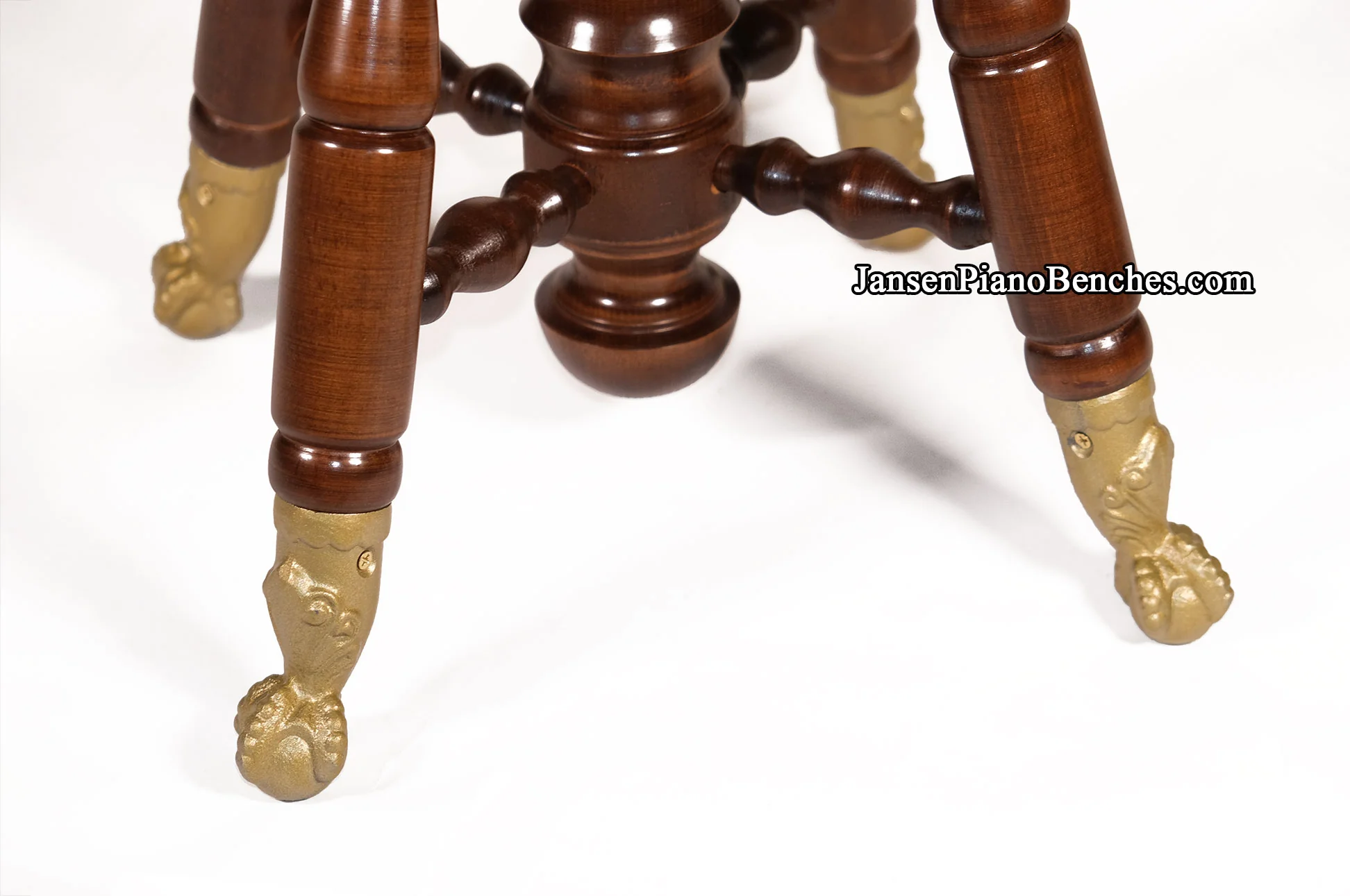 Jansen Piano Stool Walnut Finish with Brass Claw Foot - Image 2