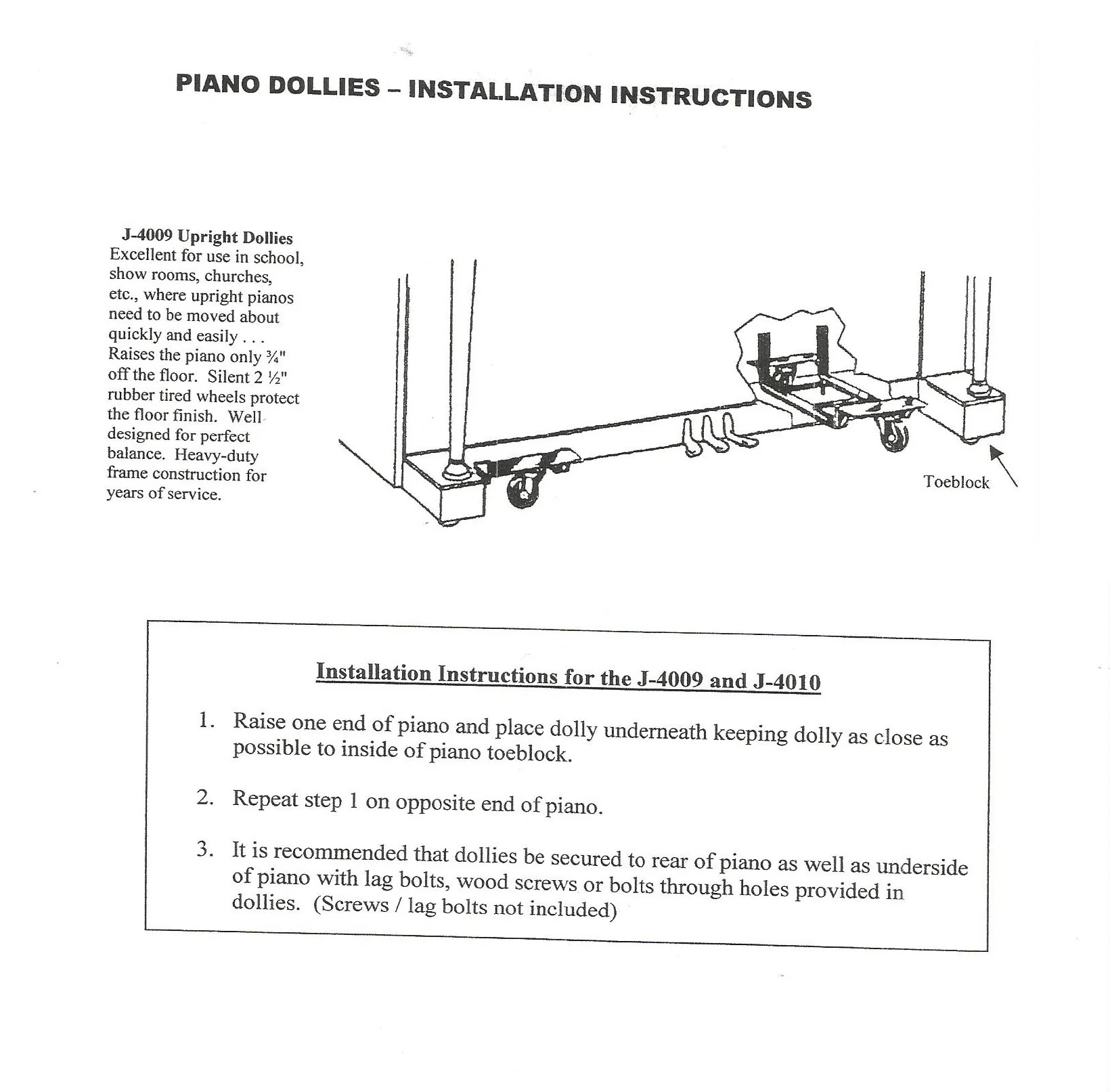 Jansen Upright Piano Dollies J4009 - Image 3