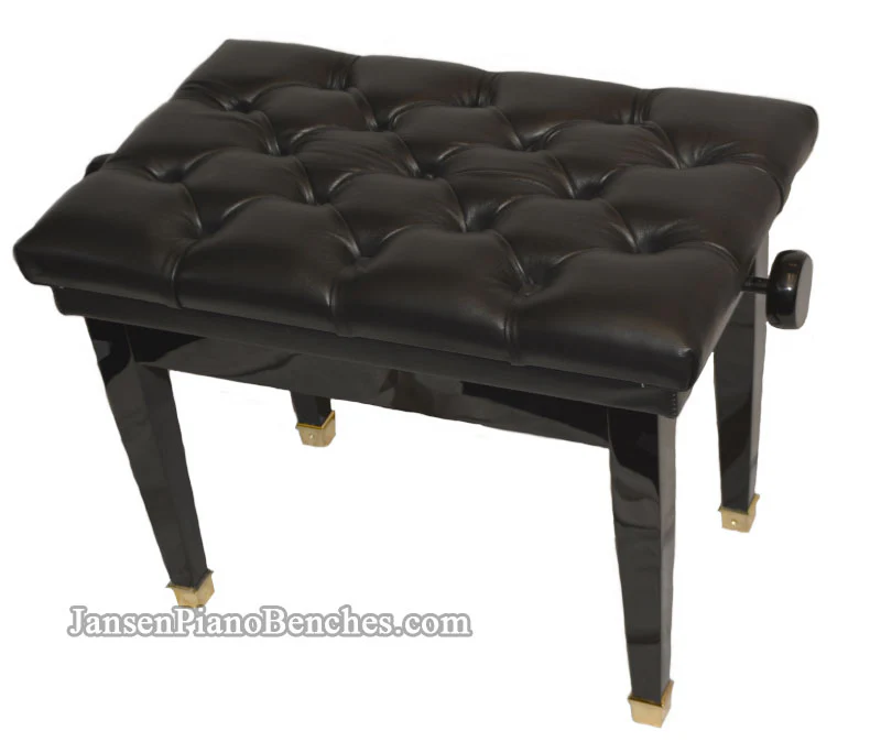 Leather Adjustable Piano Bench with Brass Ferrule Legs