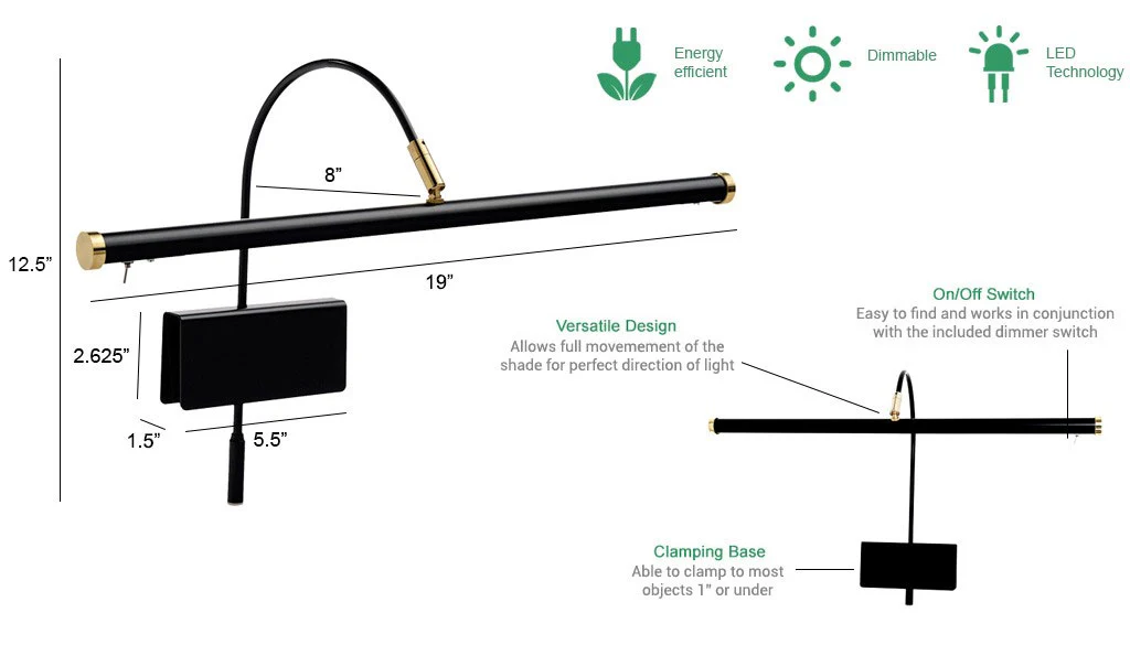Cocoweb LED Grand Piano Lamp 19" GPLED19 - Image 6