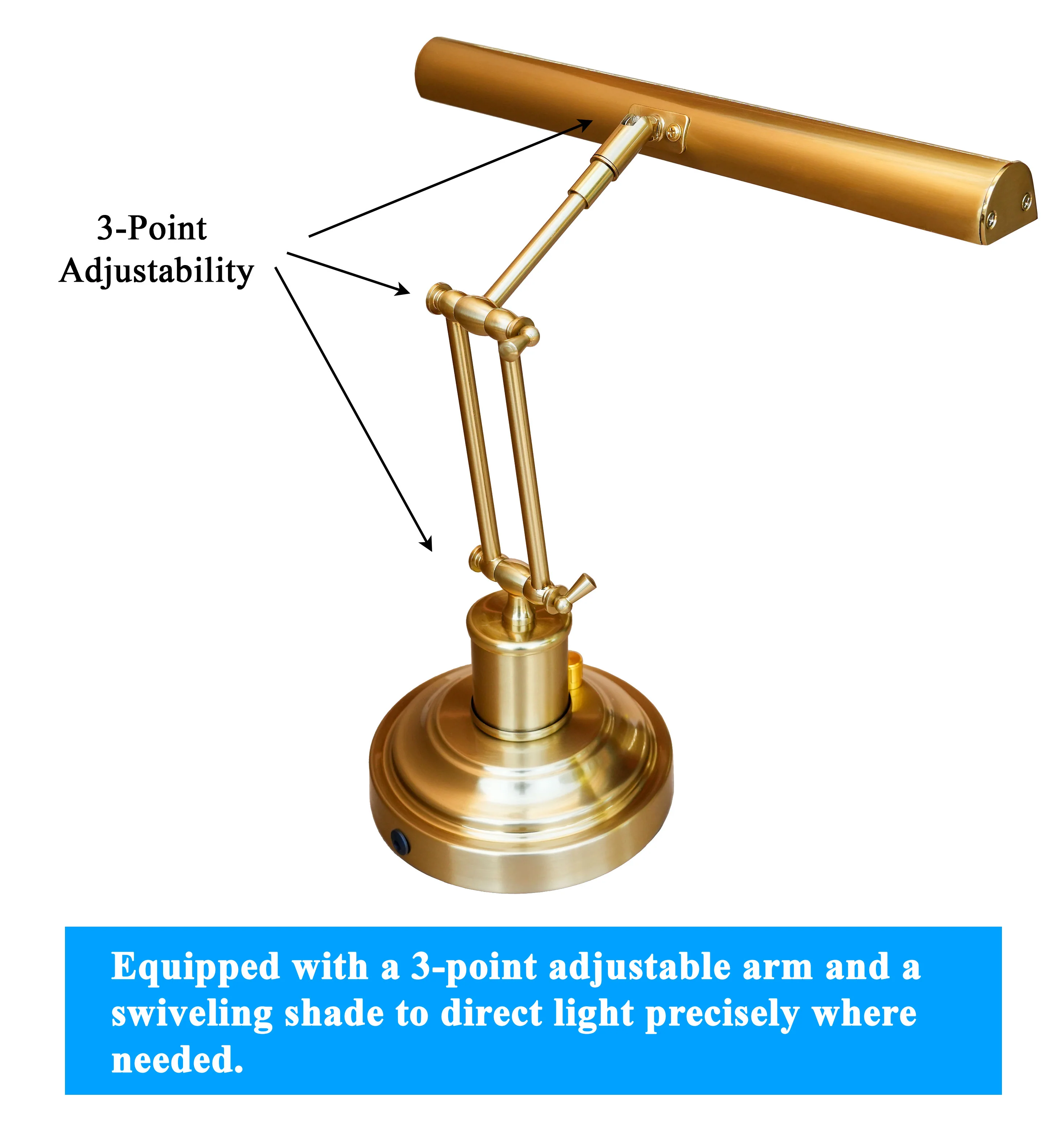 LED Piano Desk Lamp Antique Brass 14" Shade Adjustable - Image 5