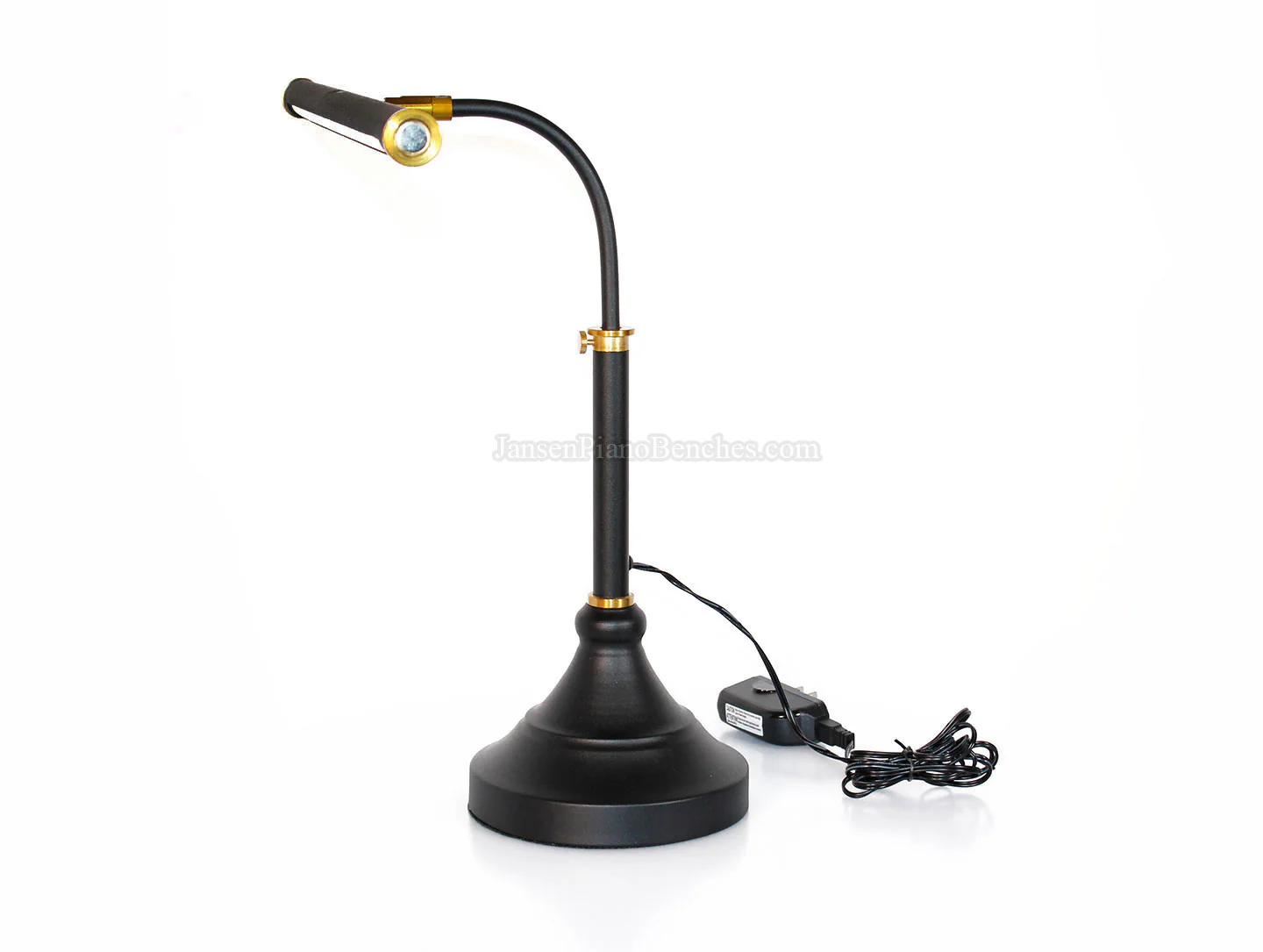 LED Piano Lamp Black with Brass Accents - 19.5" Shade - Image 10