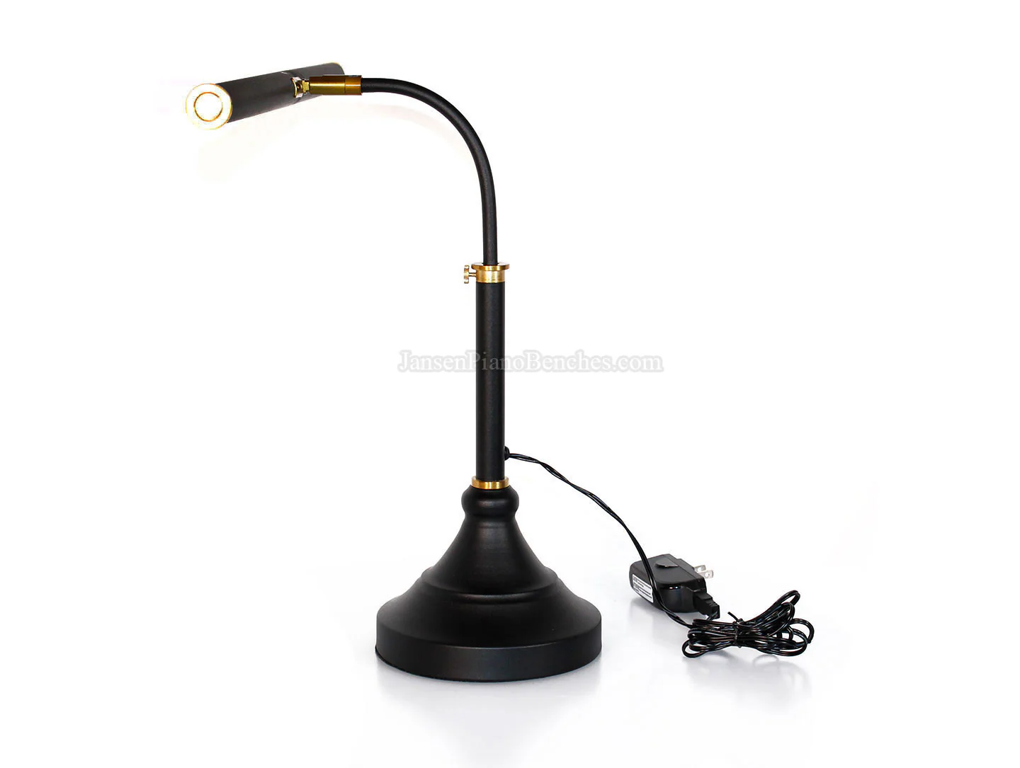 LED Piano Lamp Black with Brass Accents - 19.5" Shade - Image 11
