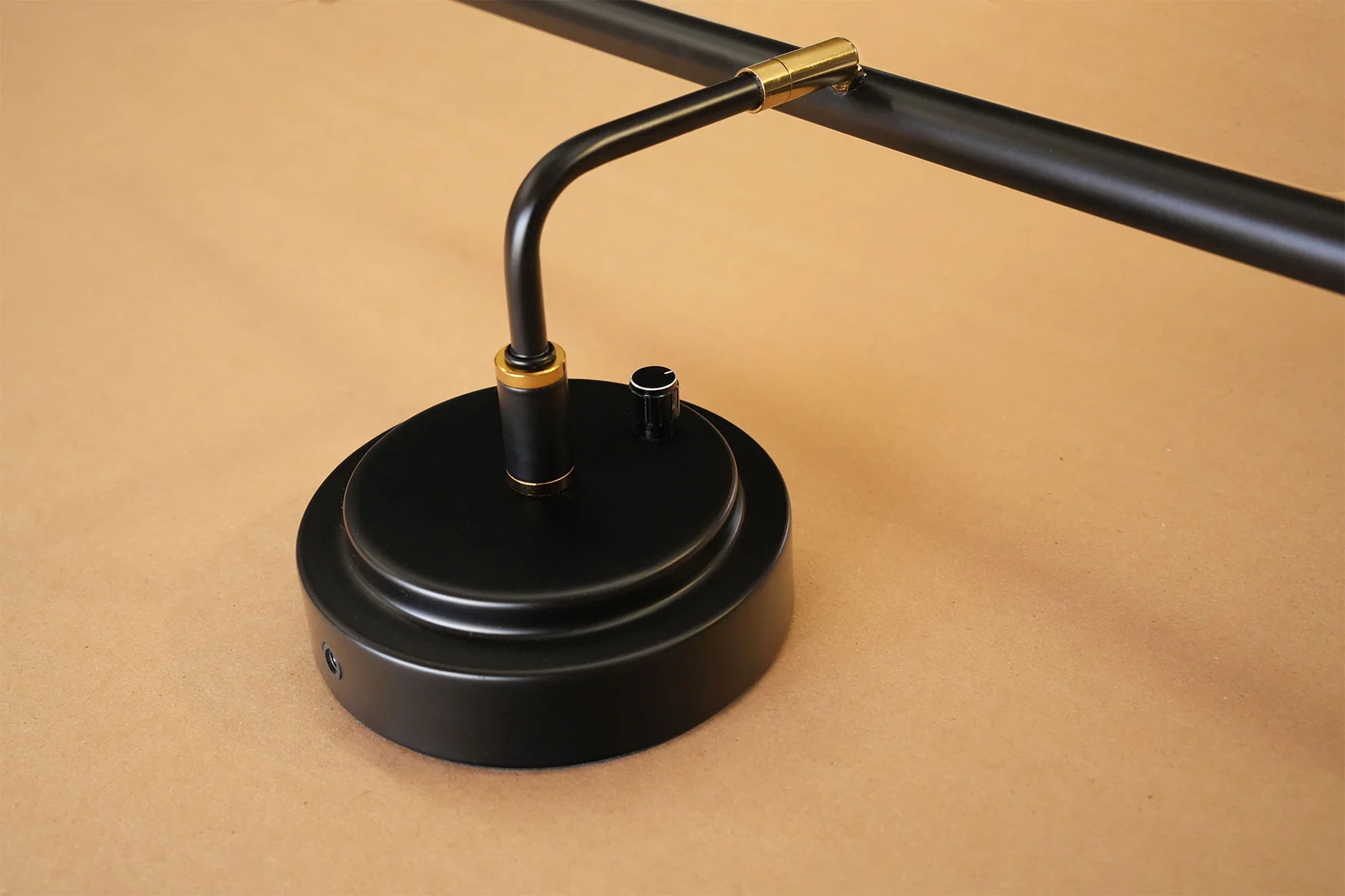 LED Upright Piano Lamp – Matte Black with Brass Accents - Dimmable - Image 6
