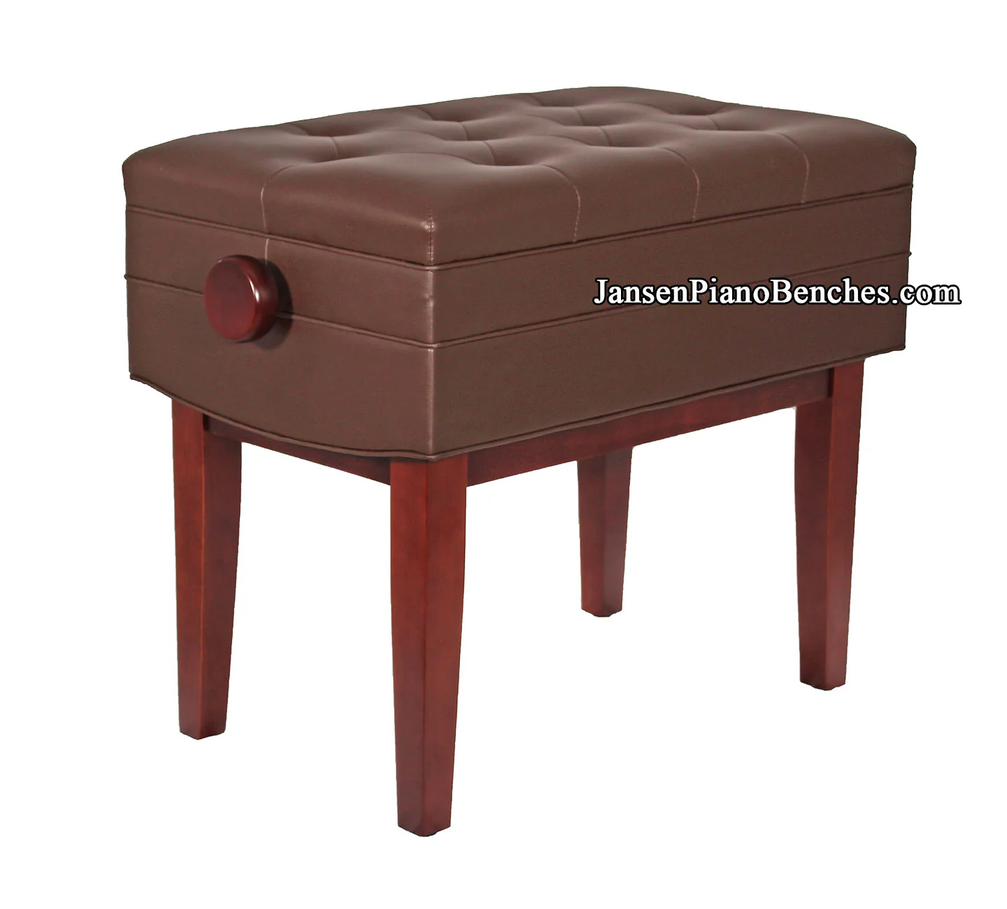 Mahogany Adjustable Piano Bench with Music Storage Compartment - Image 2
