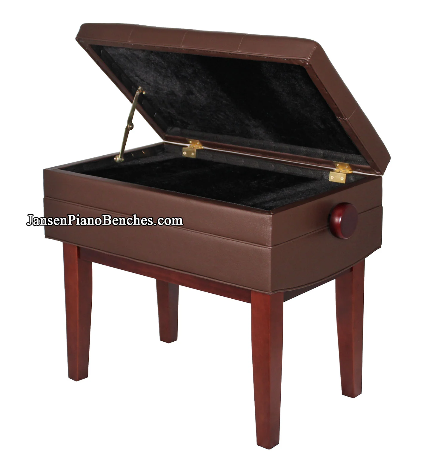 Mahogany Adjustable Piano Bench with Music Storage Compartment - Image 3