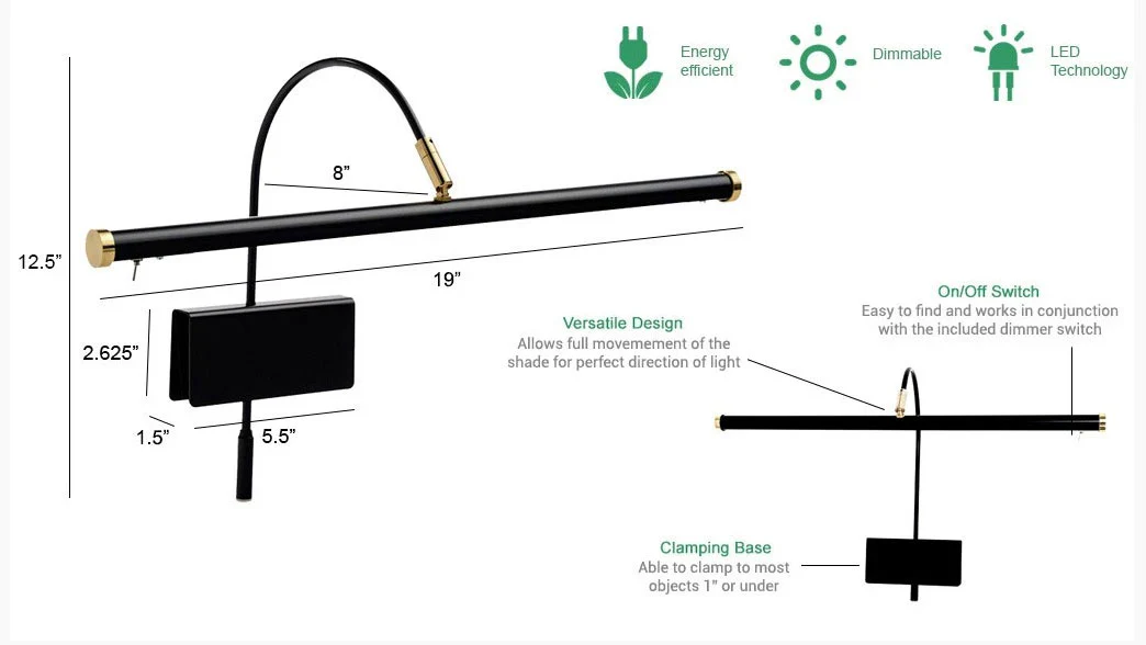 Mahogany Bronze LED Grand Piano Lamp 19" GPLED19 Open Box - Image 2