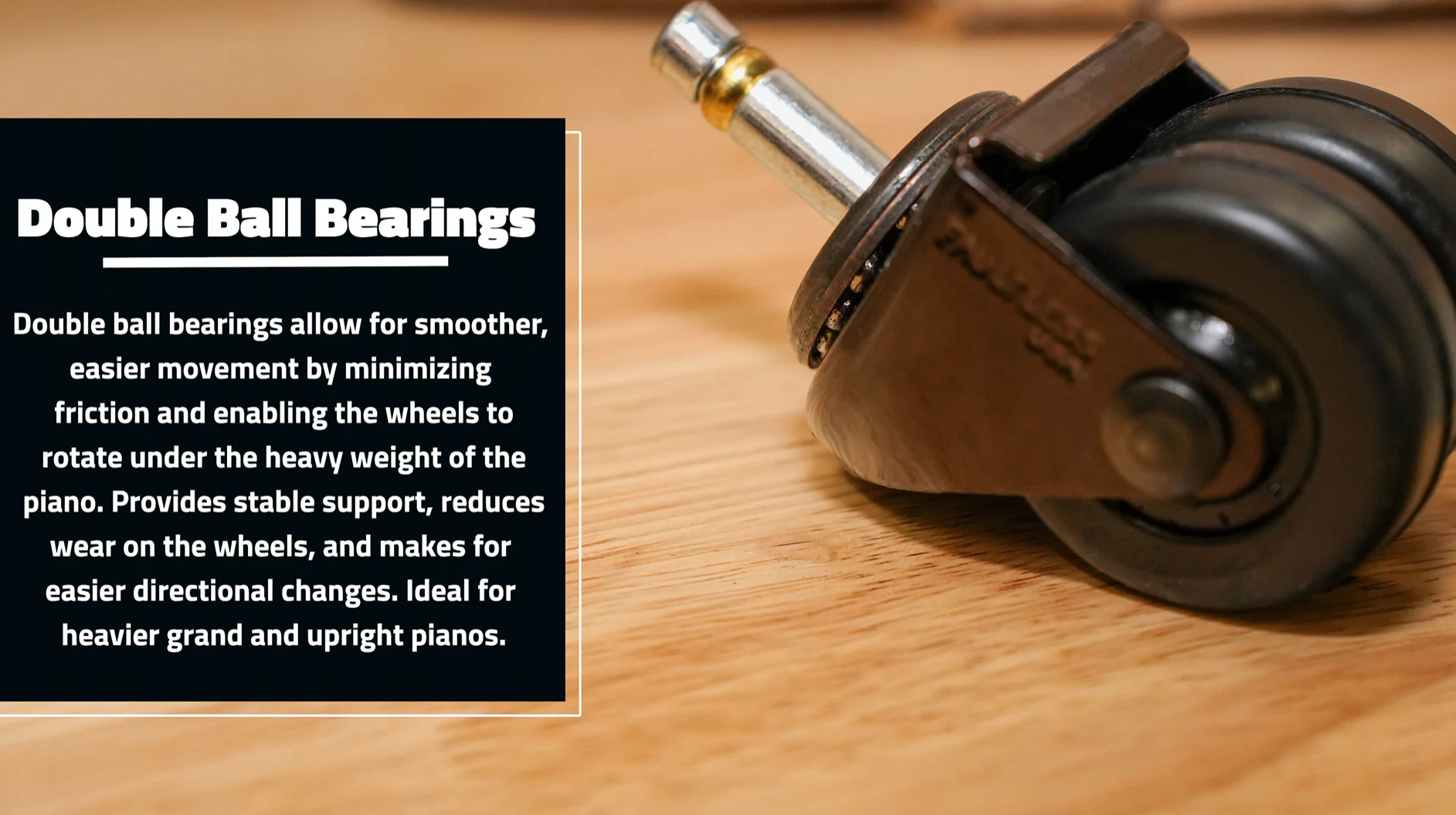 Heavy-Duty Dual Rubber Piano Wheels for Grand and Upright Pianos - Image 5