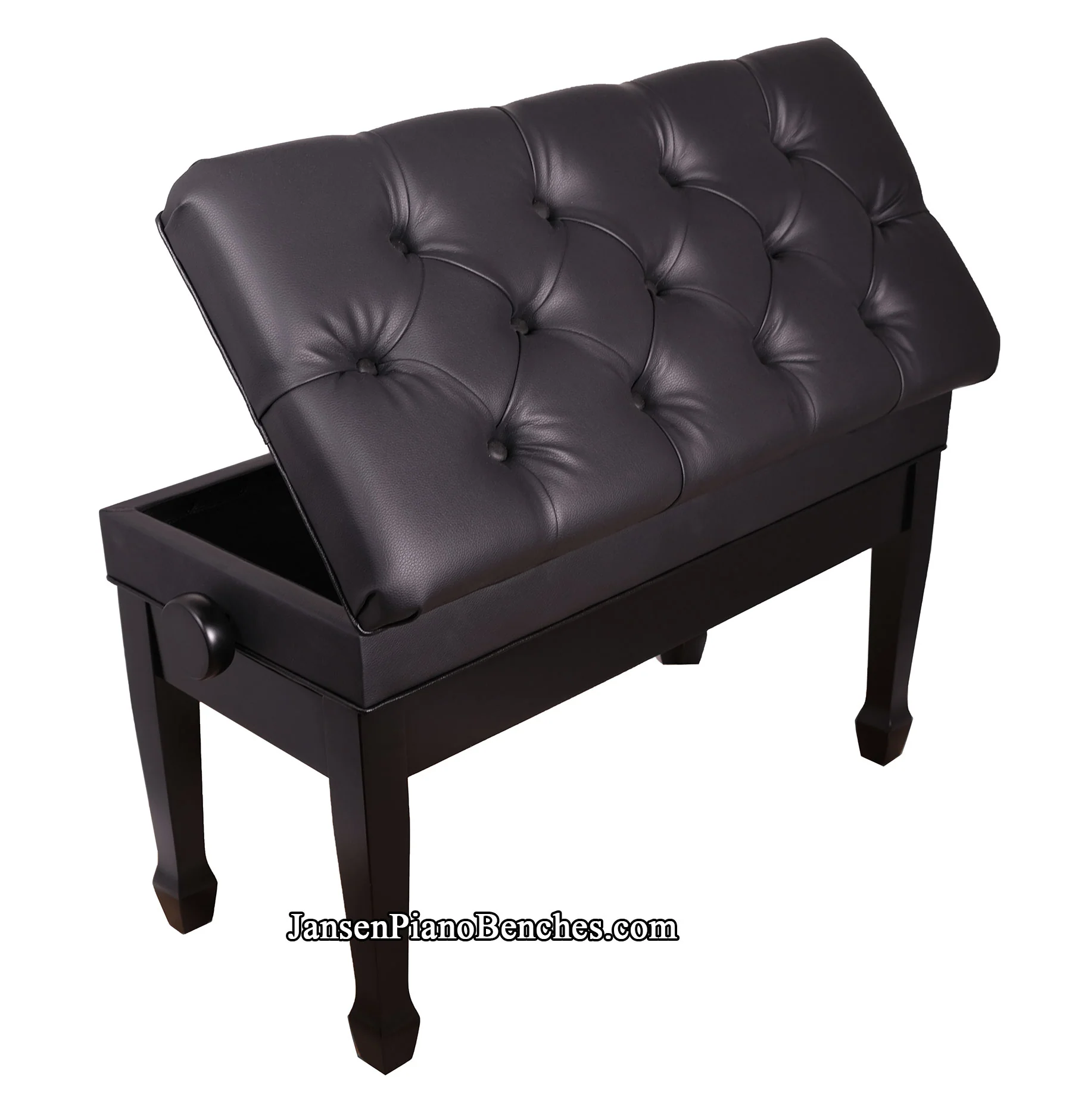 Satin Black Duet Adjustable Bench with Sheet Music Compartment - Image 3