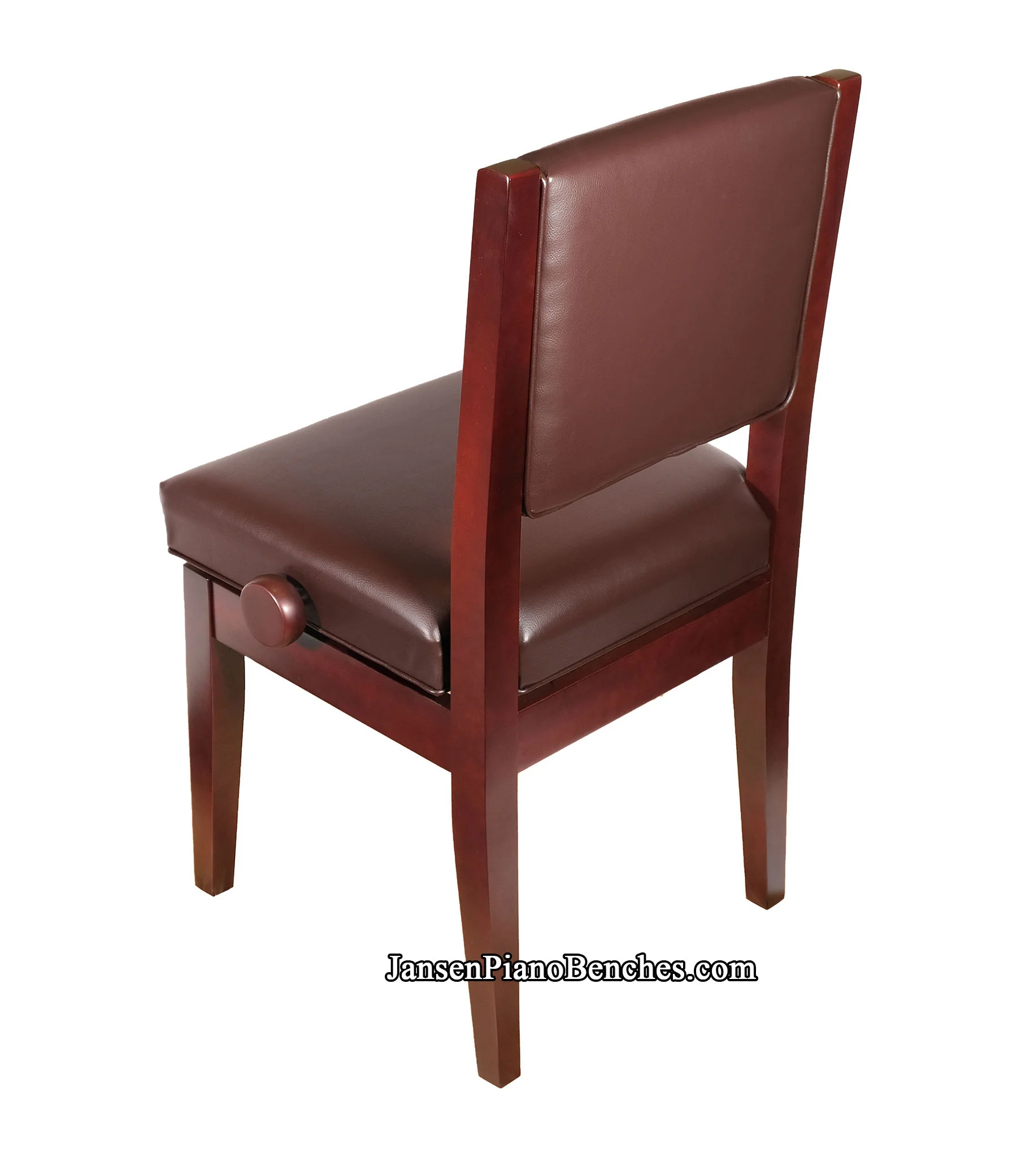 Satin Mahogany Adjustable Piano Chair - Padded Back - Image 2