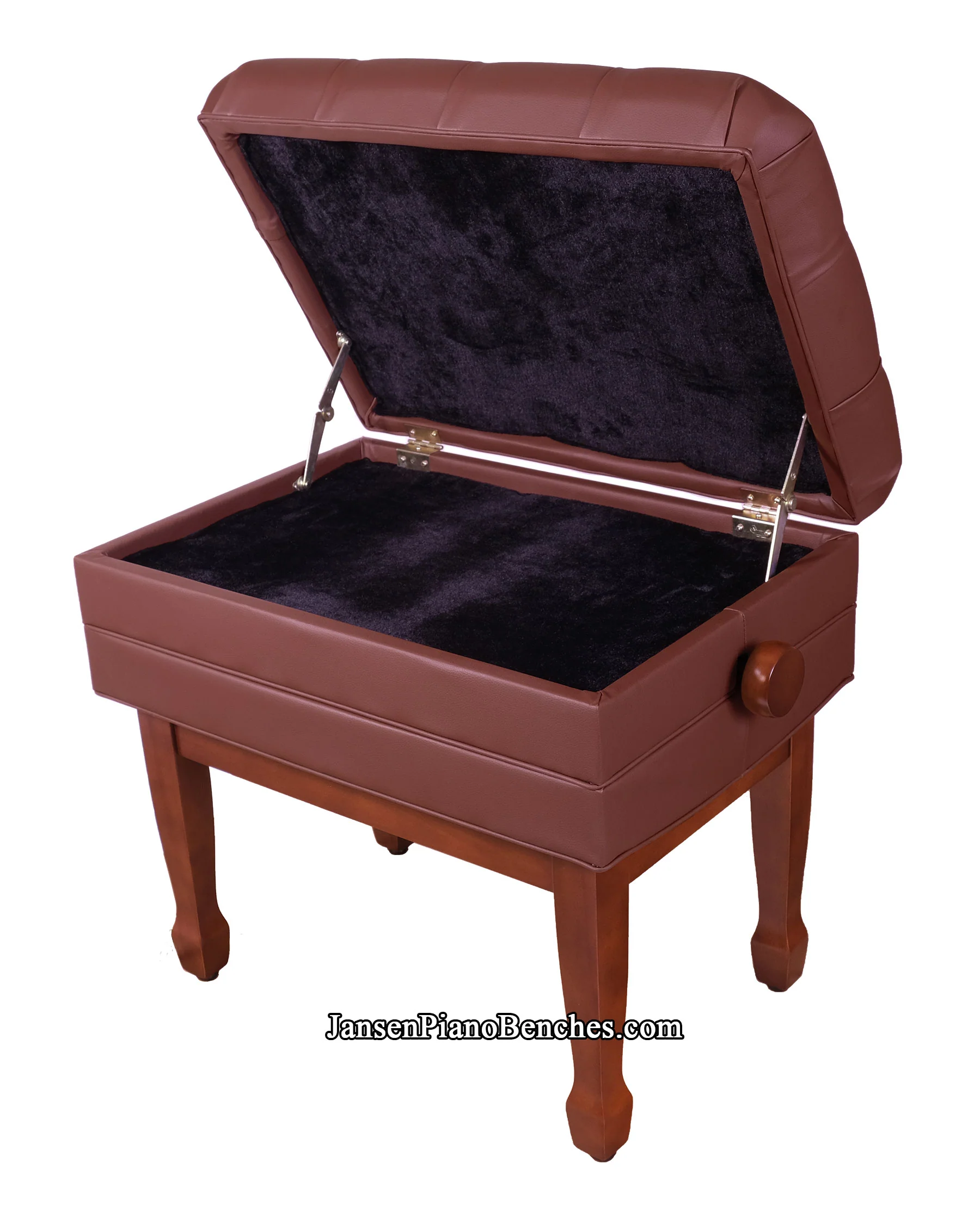 Satin Walnut Artist Piano Bench with Music Storage - Image 2