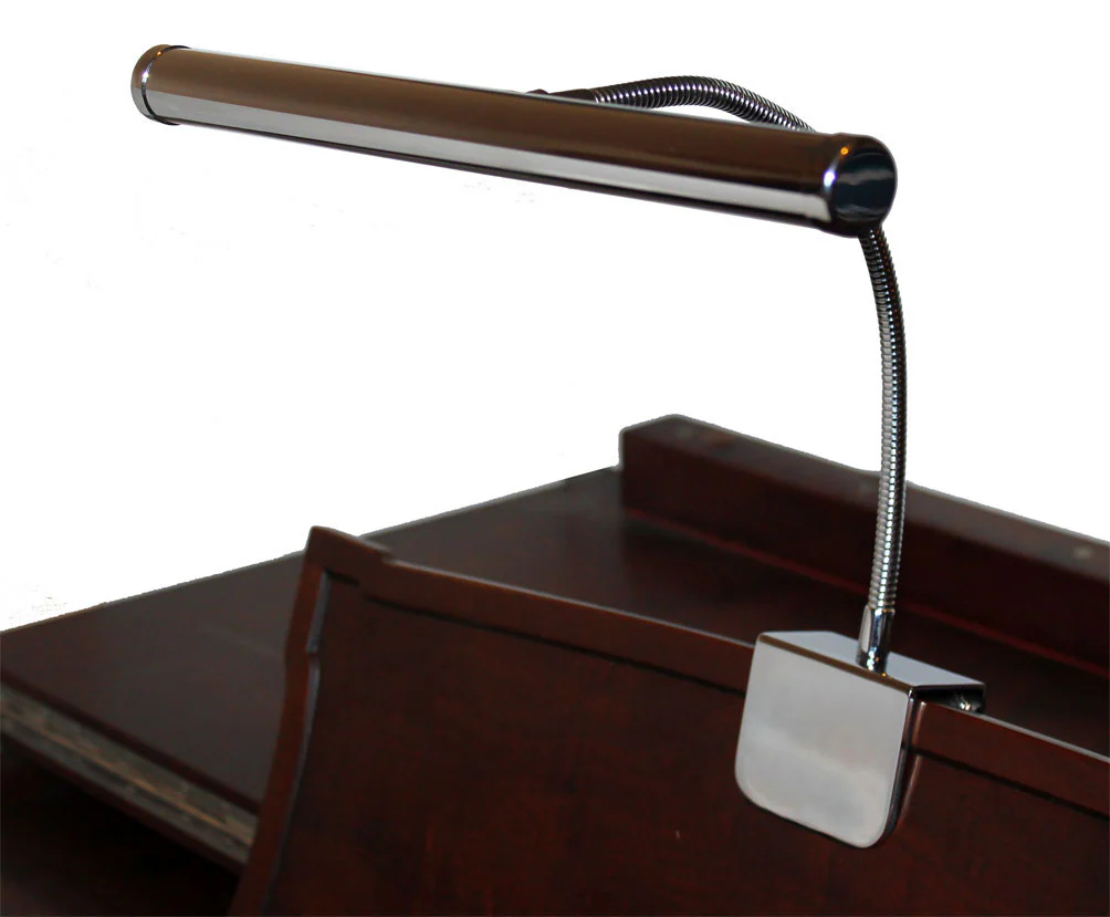 Silver Piano Lamp LED 12" Shade Adjustable Gooseneck