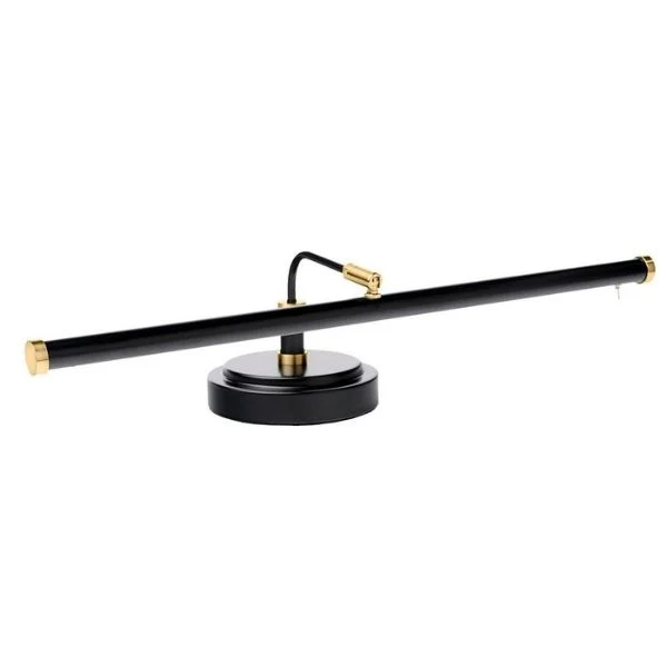 Upright LED Piano Lamp - Black with Brass Accents - Open Box