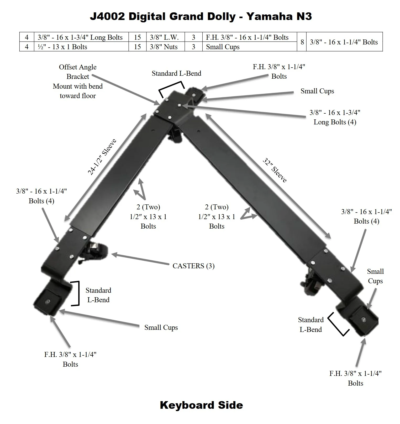 Yamaha N3 and N3X Dolly — Jansen J4002 Digital Grand Piano Dolly - Image 2