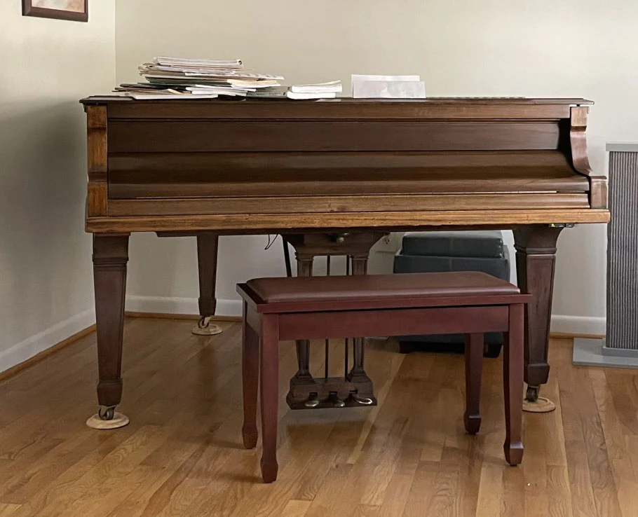 Yamaha Upholstered Piano Bench Satin Walnut with Spade Legs - Image 2